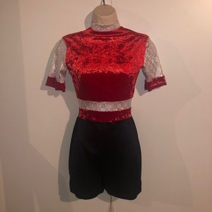 NEW Holiday Red Black Iridescent Romper  Costume